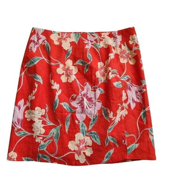 Revolve Privacy Please Skirt Womens Medium Linen Blend Floral Mini Travel Beach - Picture 3 of 5